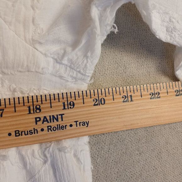 Lulu-B Shirt Womens M Medium White 3/4 Sleeve V-Neck Hippy,Boho - Picture 5 of 9